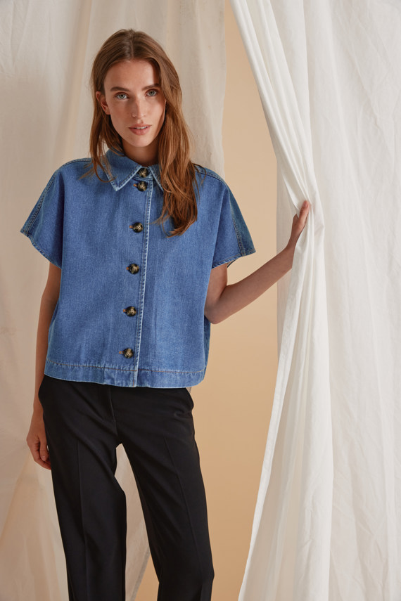 Heartmade HMBinca denim cape, Deep Ocean